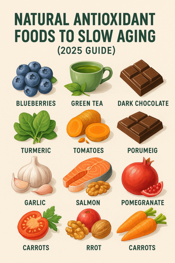 Natural antioxidant foods to slow aging – 2025 guide